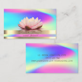 Gold Stripes Ombre Holographic Iridescent Lotus Visitekaartje (Voorkant / Achterkant)