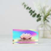 Gold Stripes Ombre Holographic Iridescent Lotus Visitekaartje (Staand voorkant)