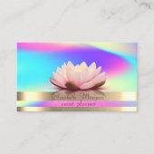 Gold Stripes Ombre Holographic Iridescent Lotus Visitekaartje (Voorkant)
