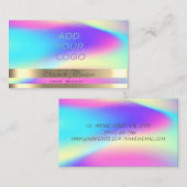 Gold Stripes Ombre Holographic Voeg uw Logo toe Visitekaartje (Voorkant / Achterkant)