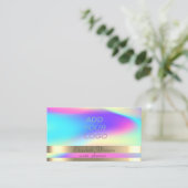 Gold Stripes Ombre Holographic Voeg uw Logo toe Visitekaartje (Staand voorkant)