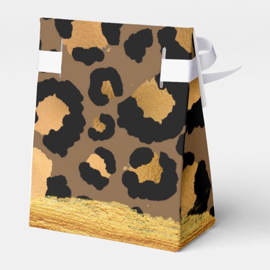 Gold Stripes op Metal Glamor Cheetah Skin Bedankdoosjes (Achterkant)