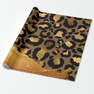 Gold Stripes op Metal Glamor Cheetah Skin Cadeaupapier