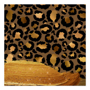 Gold Stripes op Metal Glamor Cheetah Skin Perfect Poster