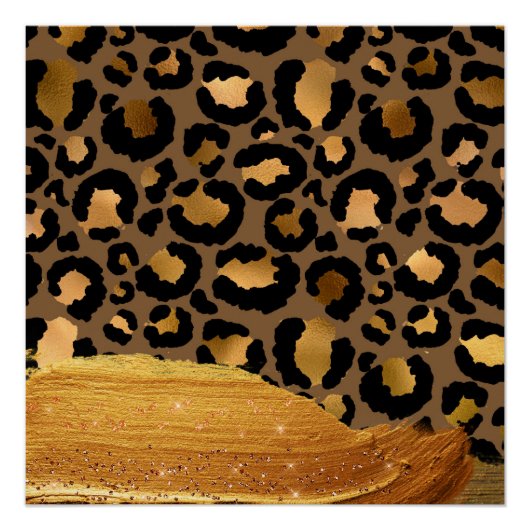 Gold Stripes op Metal Glamor Cheetah Skin Perfect Poster (Voorkant)