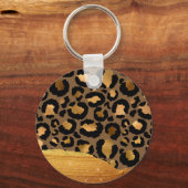 Gold Stripes op Metal Glamor Cheetah Skin Sleutelhanger (Voorkant)
