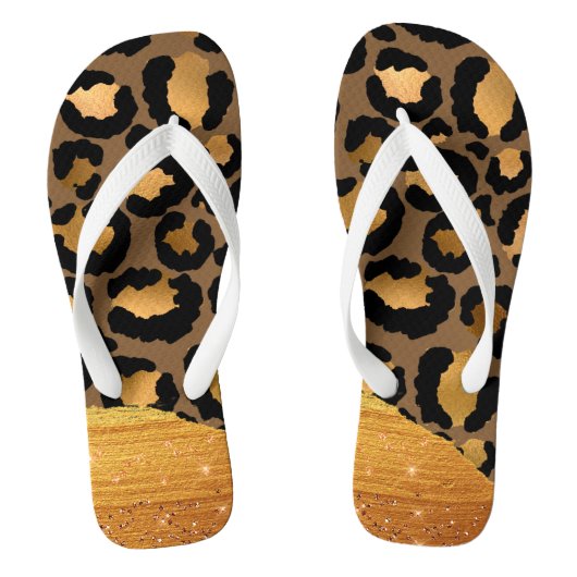 Gold Stripes op Metal Glamor Cheetah Skin Teenslippers (Voetbed)