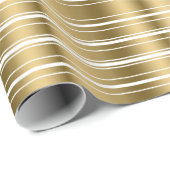 Gold Stripes Pattern - Aangepaste witte achtergron Cadeaupapier (Rol Hoek)