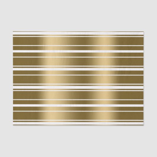 Gold Stripes Pattern - Aangepaste witte achtergron Tissuepapier (Voorkant)