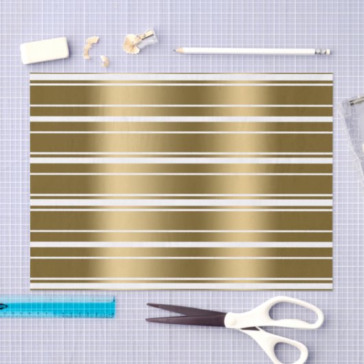Gold Stripes Pattern - Aangepaste witte achtergron Tissuepapier (Craft)