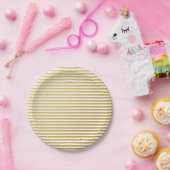 Gold Stripes Pattern-Borden Papieren Bordje (Feest)