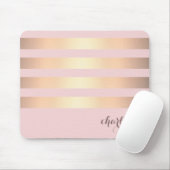Gold Stripes Pattern Powder Pink Background Muismat (Met muis)