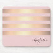 Gold Stripes Pattern Powder Pink Background Muismat (Voorkant)