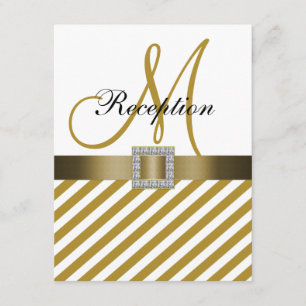Gold Stripes Ribbon Wedding Reception Uitnodiging