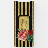 Gold Stripes Roos Flower Banner van JoSunshine (Verticaal)