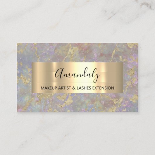 Gold Strokes Beauty Shop Pastel Smoky Marble Visitekaartje (Voorkant)