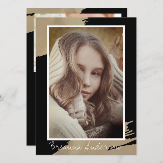 Gold Strokes Black Model Actor 3 Photo Comp Kaart (Voorkant / Achterkant)