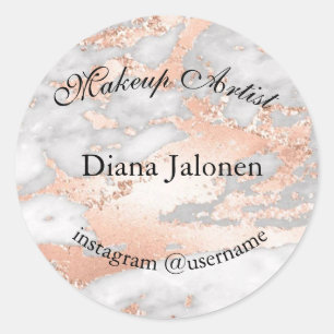 Gold Strokes Marble Beauty Shop Roos Spa Makeup Ronde Sticker