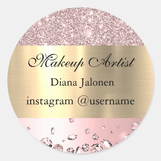 Gold Strokes Marble Beauty Shop Roos Spa Makeup Ronde Sticker (Voorkant)