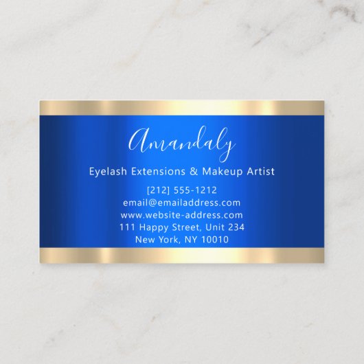 Gold Strokes Royal Blue Beauty Shop Visitekaartje (Achterkant)
