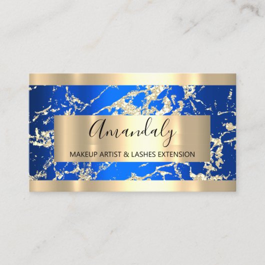 Gold Strokes Royal Blue Beauty Shop Visitekaartje (Voorkant)