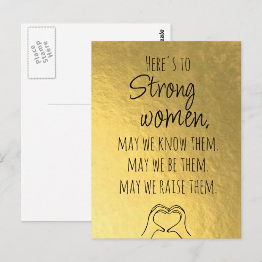 Gold Strong Women Motivatie Briefkaart (Voorkant / Achterkant)
