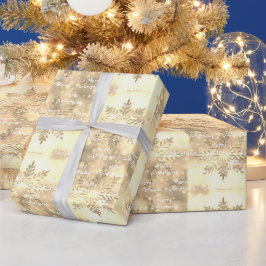 Gold Stropdas-Dye Snowflake Merry Kerstmis Cadeaupapier