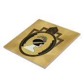 Gold Style Art Deco Flapper-keramische Tegel Tegeltje (Zijkant)