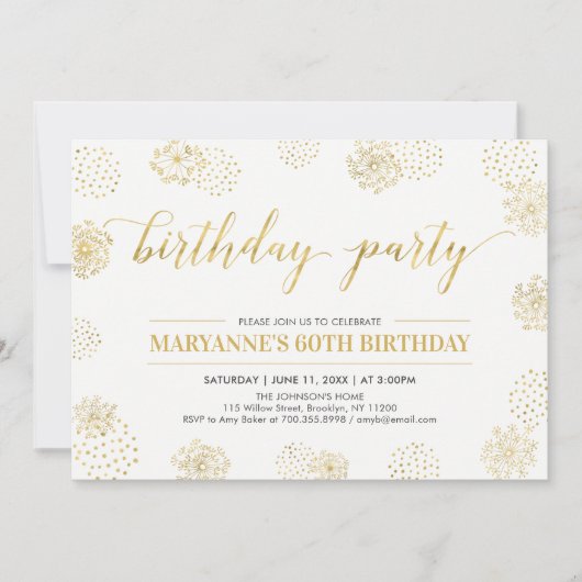 Gold Stylish Modern 50th, 60th Birthday Party Kaart (Voorkant)