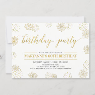 Gold Stylish Modern 50th, 60th Birthday Party Kaart