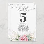 Gold Succulents Greenery Pink Floral Table Number Kaart (Voorkant / Achterkant)