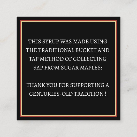 Gold Sugar Maple Visitekaartje Red en Black (Achterkant)