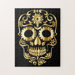 Gold Sugar Skull Puzzle Legpuzzel