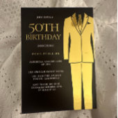 Gold Suit Stropdas Black Mannen 50th Birthday Part Folie Uitnodiging