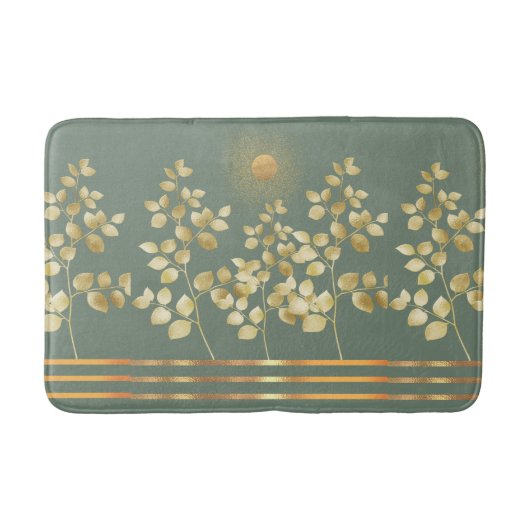 Gold Sun Branches Leaves Bath Mat (Voorkant)