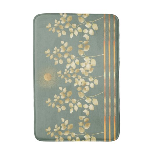 Gold Sun Branches Leaves Bath Mat (Voorkant Verticaal)