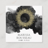 Gold Sun Celestial Moon Phases Vierkante Visitekaartje (Voorkant)