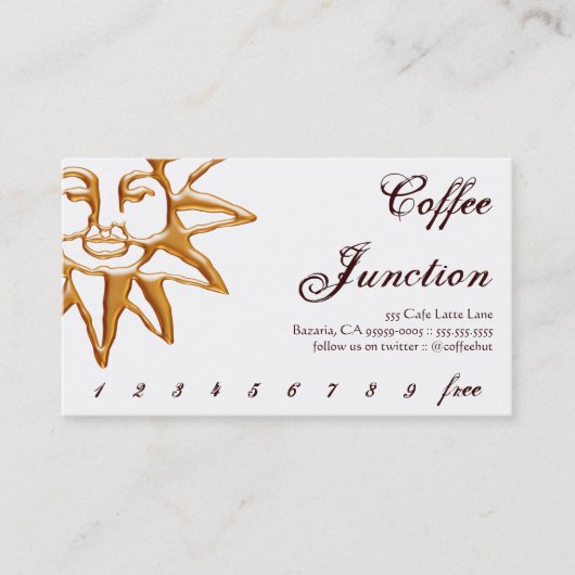 Gold Sun Coffee Drink Punch / Loyalty Card (Voorkant)