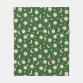 Gold Sun en Moon op Forest Green Fleece Deken (Voorkant)