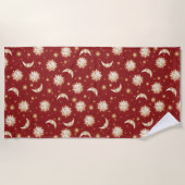 Gold Sun en Moon op Red Strandlaken (Voorkant)