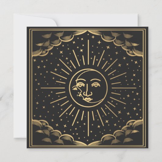 Gold Sun en Moon Tarot Card Foto opslaan Datum Kaart (Achterkant)