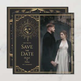 Gold Sun en Moon Tarot Card Foto opslaan Datum Kaart