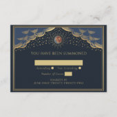 Gold Sun en Moon Tarot Card Wedding RSVP Informatiekaartje (Voorkant)