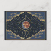 Gold Sun en Moon Tarot Card Wedding RSVP Informatiekaartje (Achterkant)