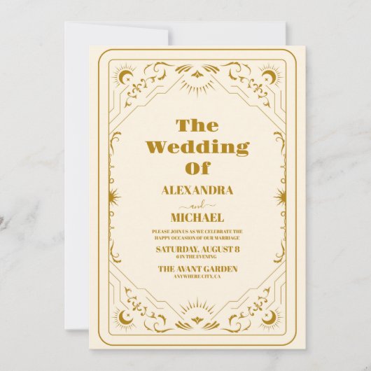 Gold Sun en Moon Tarot Kaart Wedding (Voorkant)