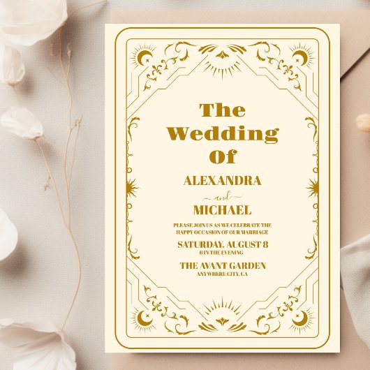 Gold Sun en Moon Tarot Kaart Wedding