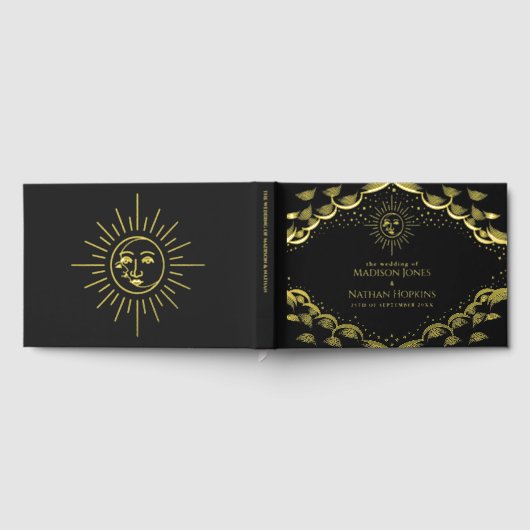 Gold Sun en Moon Tarot Kaart Wedding Guest Book Gastenboek (Volledig)