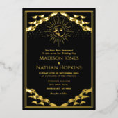 Gold Sun en Moon Tarot Kaart Wedding Invitation (Voorkant)