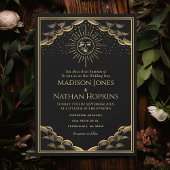 Gold Sun en Moon Tarot Kaart Wedding Invitation