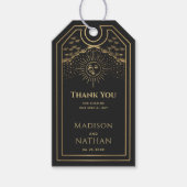 Gold Sun en Moon Tarot Wedding Bedankt Cadeaulabel (Voorkant)